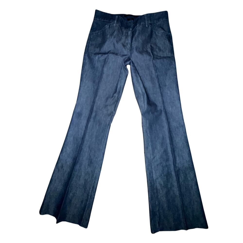UEC EXPRESS EDITOR STRETCH DRESSY DENIM MID RISE WIDE LEG NAVY BLUE SZ 6L